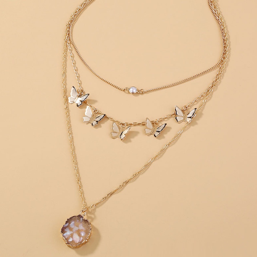 

Lovely Casual Butterfly Decoration Gold Multilayer Necklace