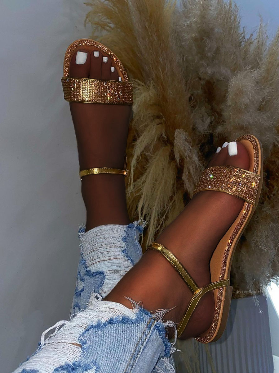 

LW Casual Sequined Gold Sandals