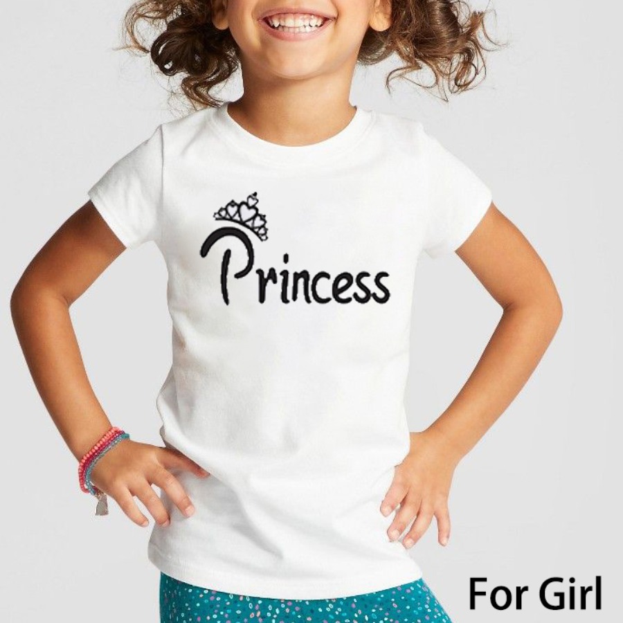 

Lovely Casual O Neck Crown Letter Print Girl T-shirt, Girls