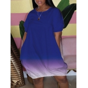 Lovely Plus Size Casual Gradient Drawstring Blue K