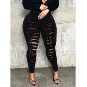 LW Plus Size Mid Waist High Stretchy Ripped Jeans