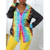 Lovely Street Tie-dye Asymmetrical Multicolor Blou