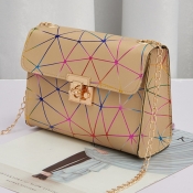 LW Geometric Print Metallic Lock Crossbody Bag