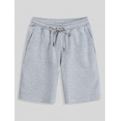 LW Men Casual Mid Waist Drawstring Light Grey Shor