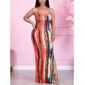 LW Casual Backless Tie-dye Split Multicolor Floor 