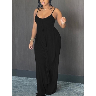 

LW Cami Wide Leg Asymmetrical Stretchy Pants Set, Black