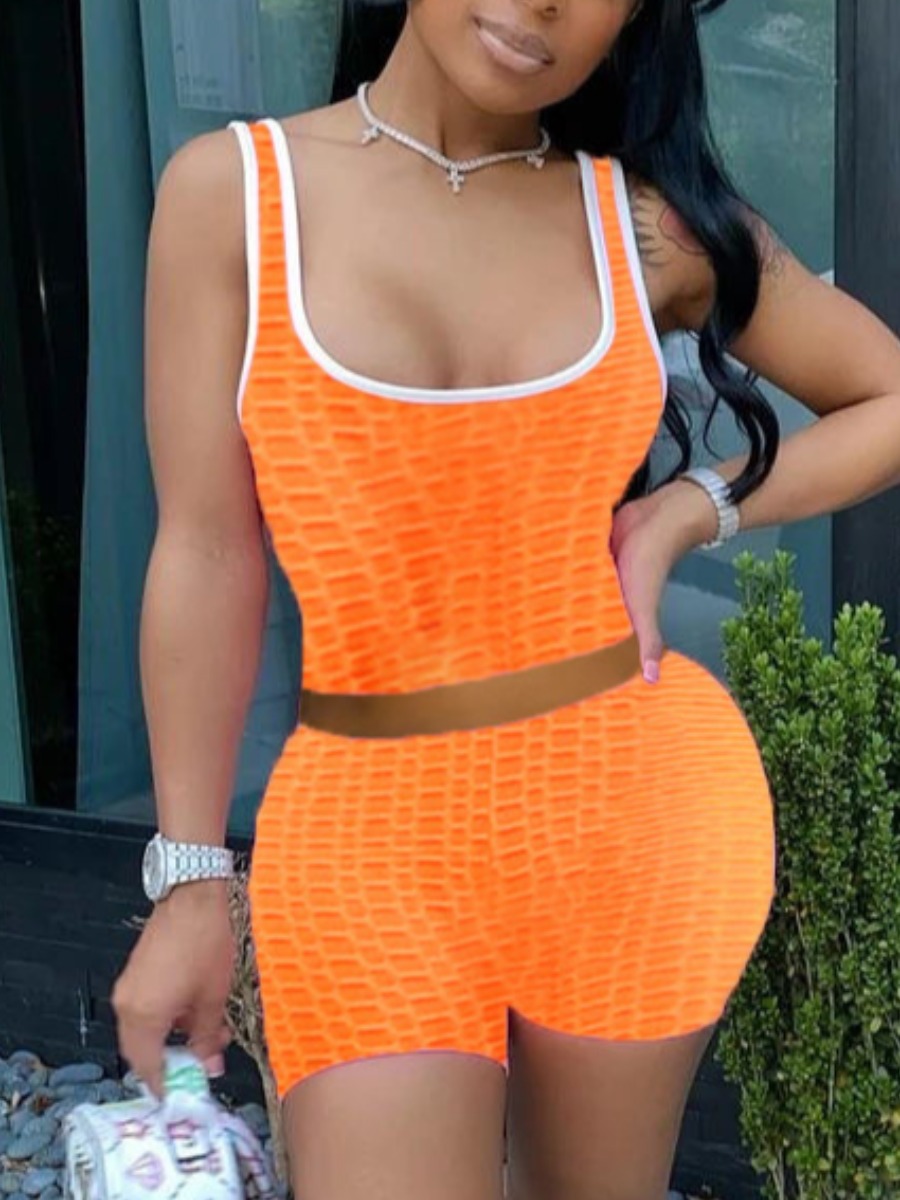 

Lovely Sporty U Neck Skinny Croci Yoga Two Piece Shorts Set