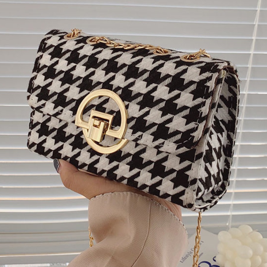 

LW Casual Plaid Print Black Crossbody Bags