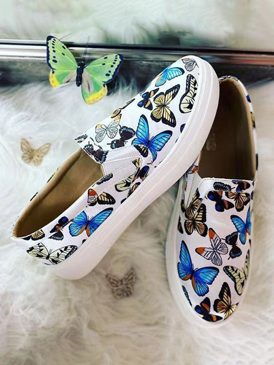 

Lovely Casual Butterfly Print Blue Flats