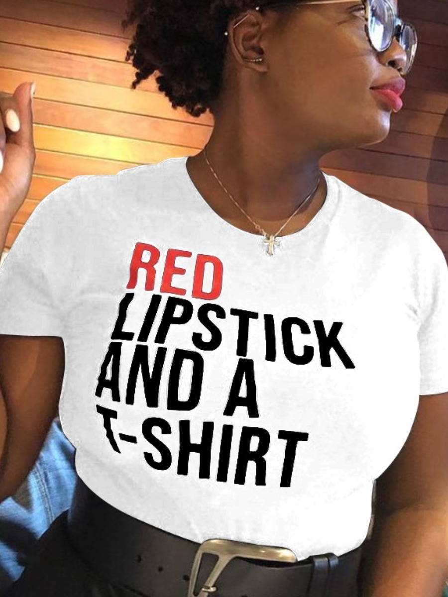 

Lovely Casual O Neck Letter Print White T-shirt