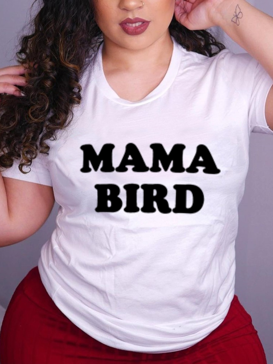 

Lovely Casual O Neck Letter Print White T-shirt