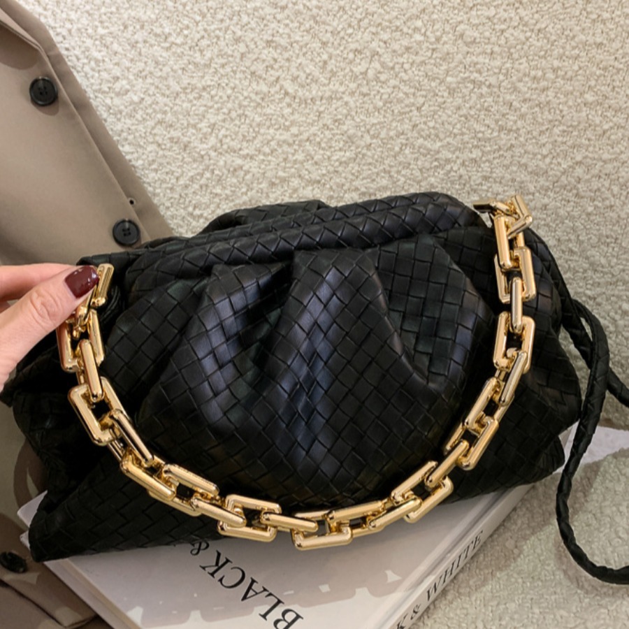 

LW Casual Chain Strap Fold Design Black Clutch Bag