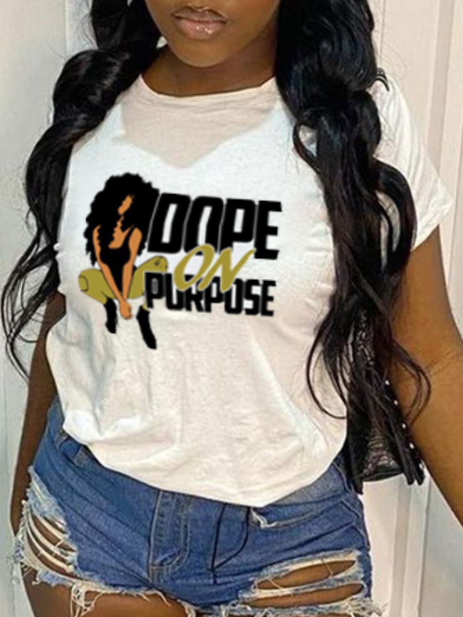 

Lovely Casual Graffiti Letter Print White T-shirt