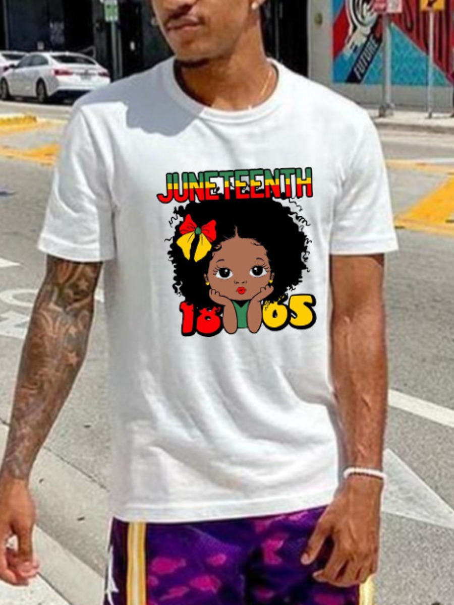 

Lovely Men Casual O Neck Letter Print White T-shirt