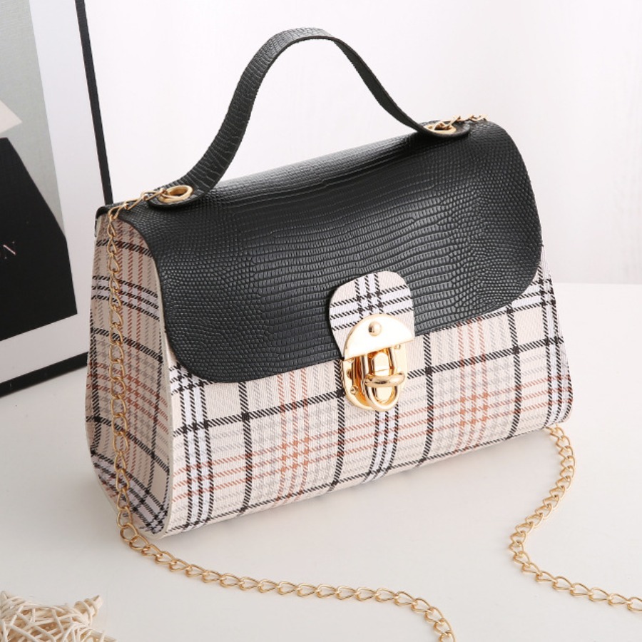 

LW Casual Plaid Print Black Crossbody Bags