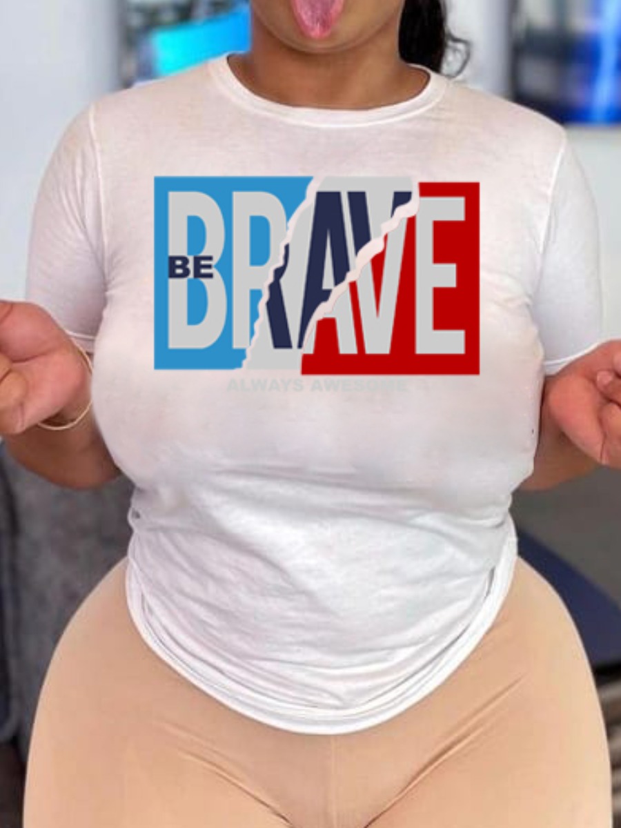

Lovely Casual O Neck Letter Print White T-shirt