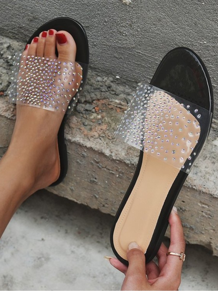 

Lovely Casual See-through Black Slippers