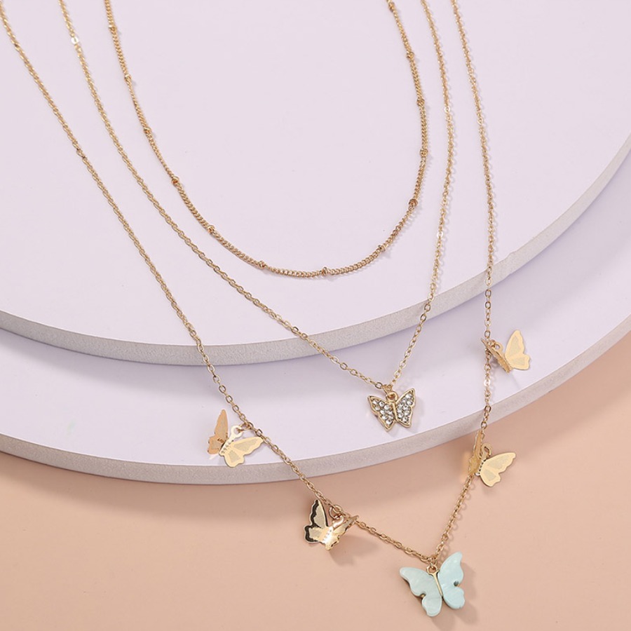 

Lovely Casual Butterfly Decoration Gold Multilayer Necklace