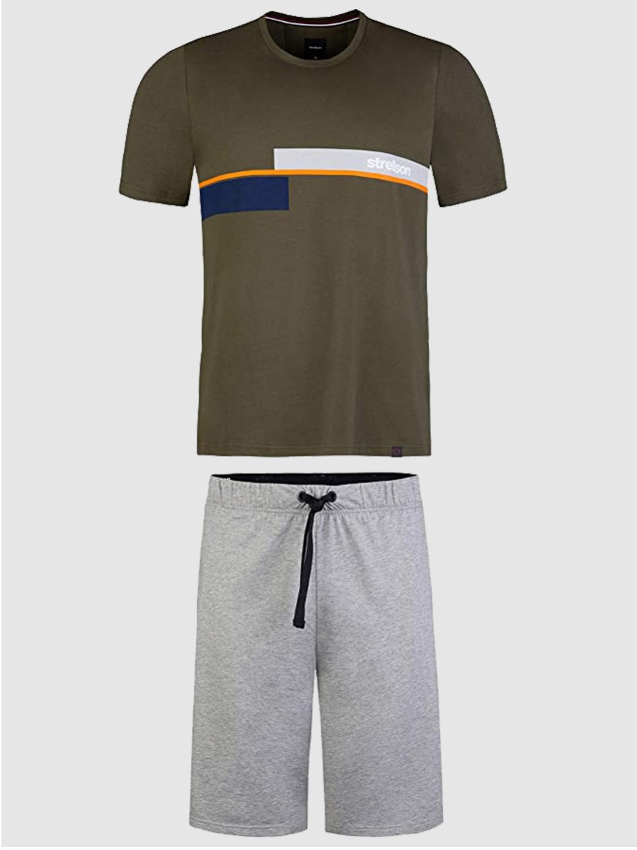 

Lovely Men Casual Color-lump Drawstring Dark Grey Two Piece Shorts Set