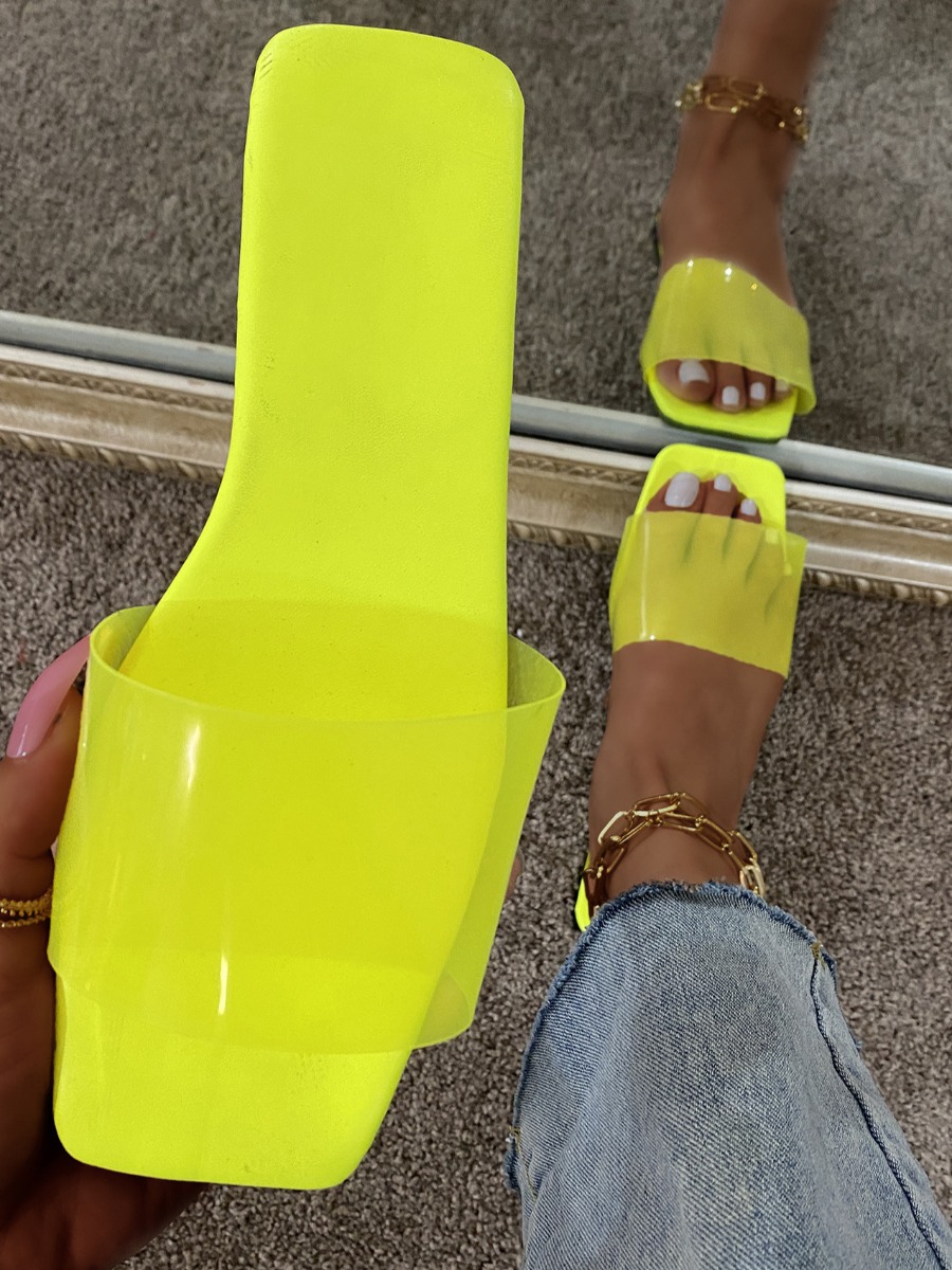 

Lovely Casual See-through Yellow Slippers
