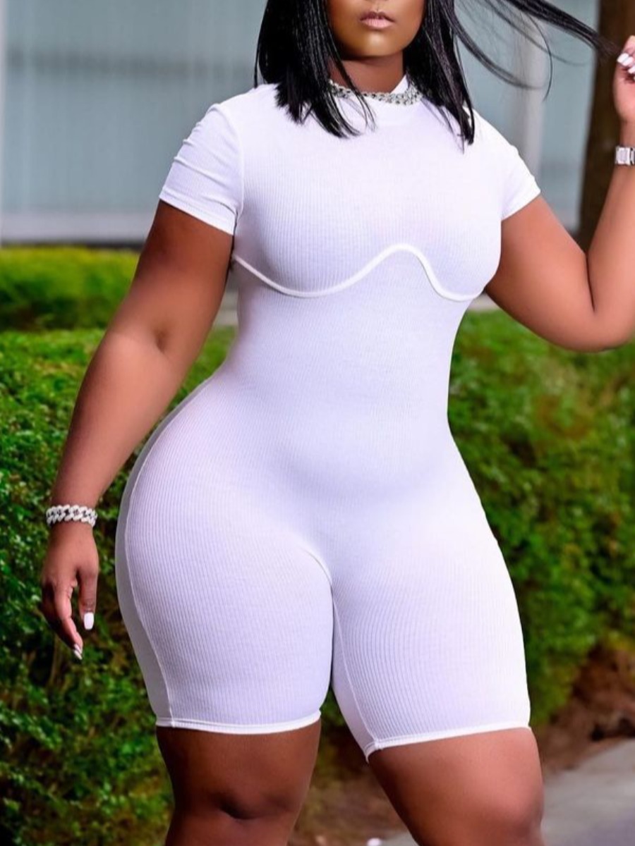 

Lovely Street O Neck Striped White One-piece Romper
