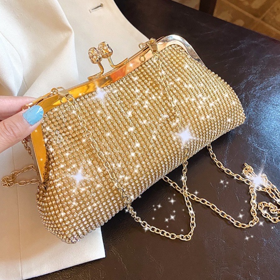 

Lovely Street Sequined Chain Strap Gold Crossbody Bags