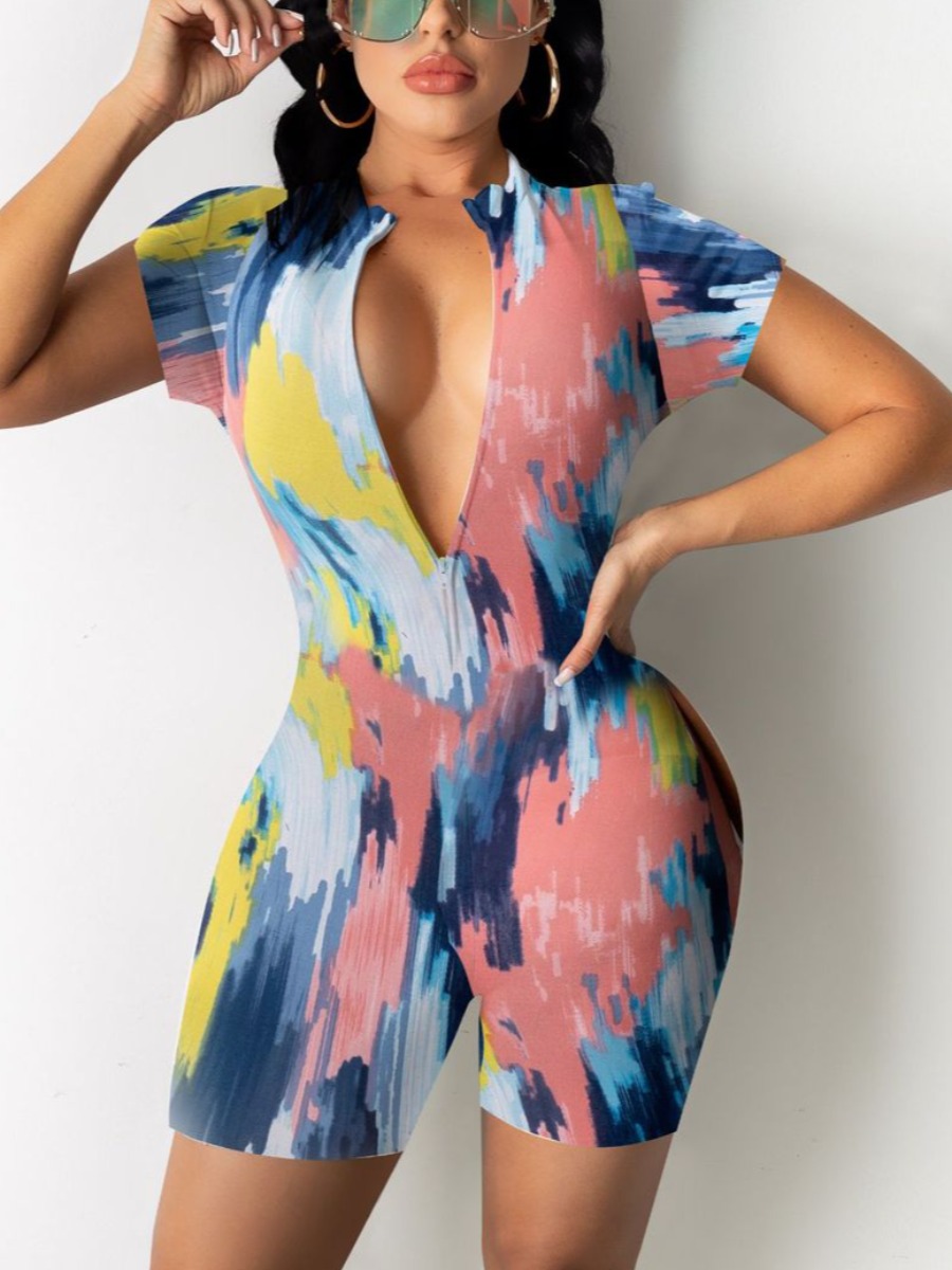 

Lovely Street Print Patchwork Multicolor One-piece Romper, Multi