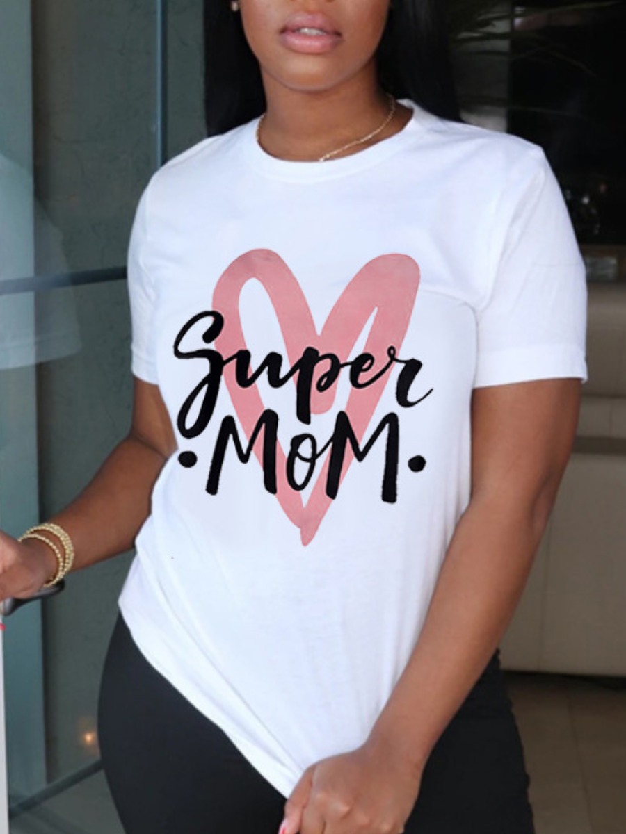 

LW Street O Neck Letter Print White T-shirt