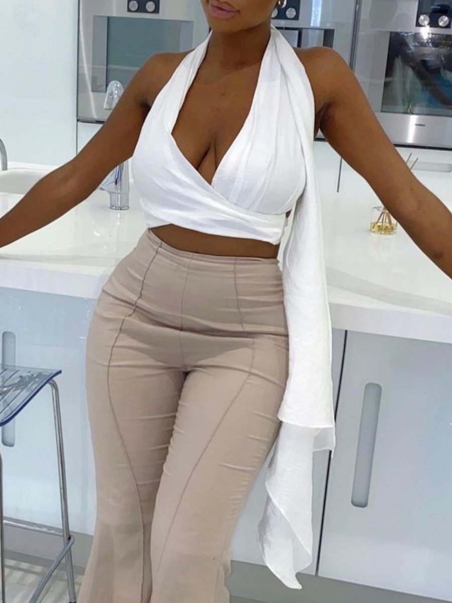 

Lovely Casual Backless Bandage Design White Camisole
