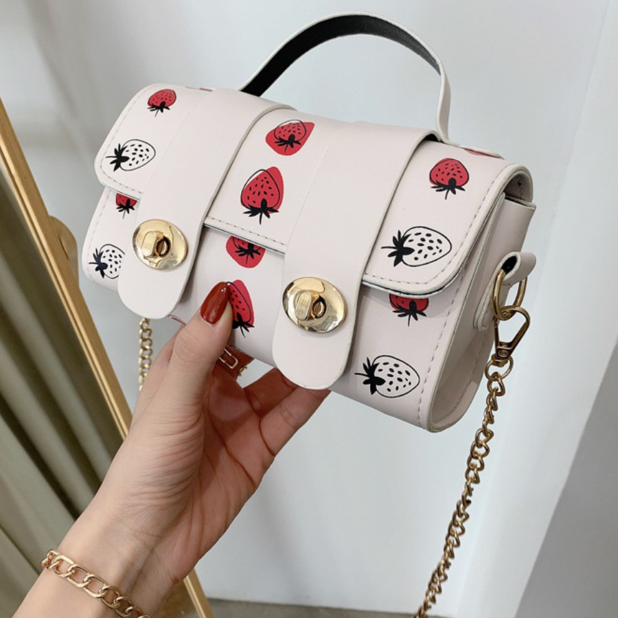 

Lovely Casual Fruit Print Chain Strap White Crossbody Bags