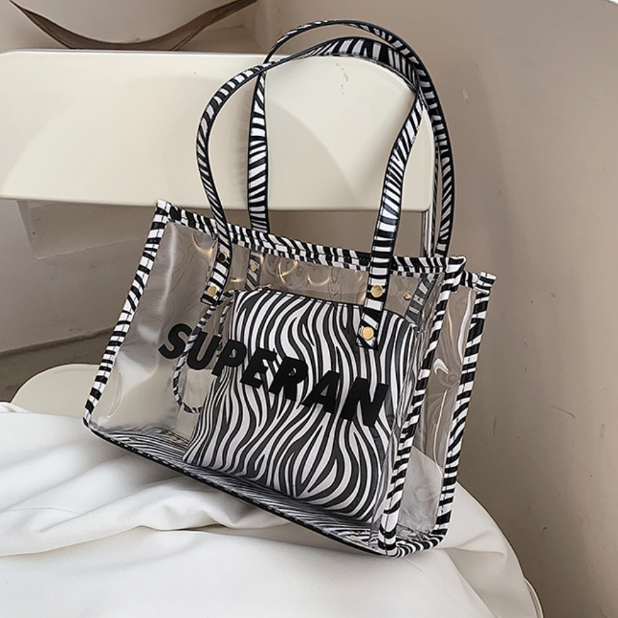 

Lovely Street Striped See-through White Shoulder Bag
