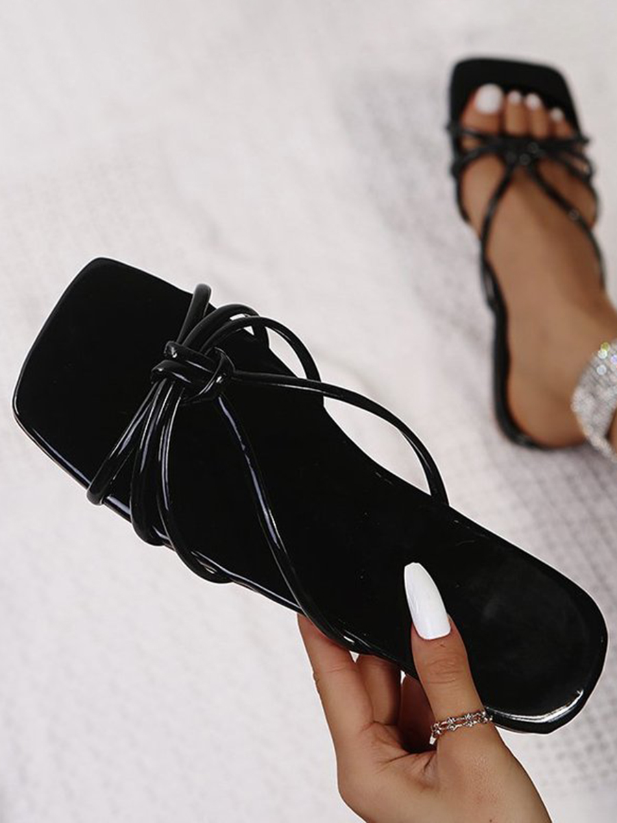 

Lovely Casual Bandage Design Black Slippers