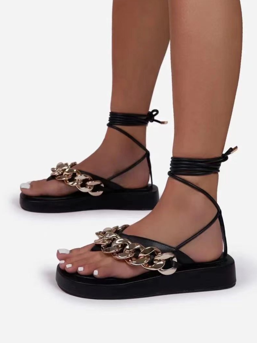 

Lovely Casual Tie Leg Black Platform Shoes