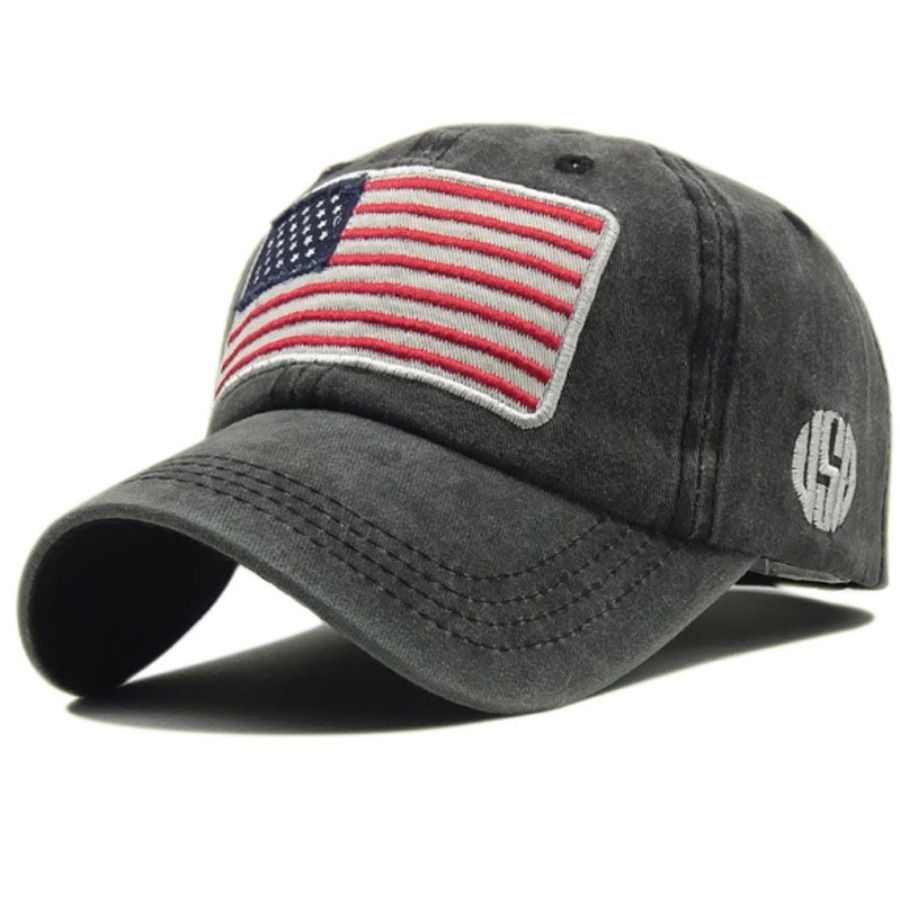 

LW Print American Flag Hat, Black