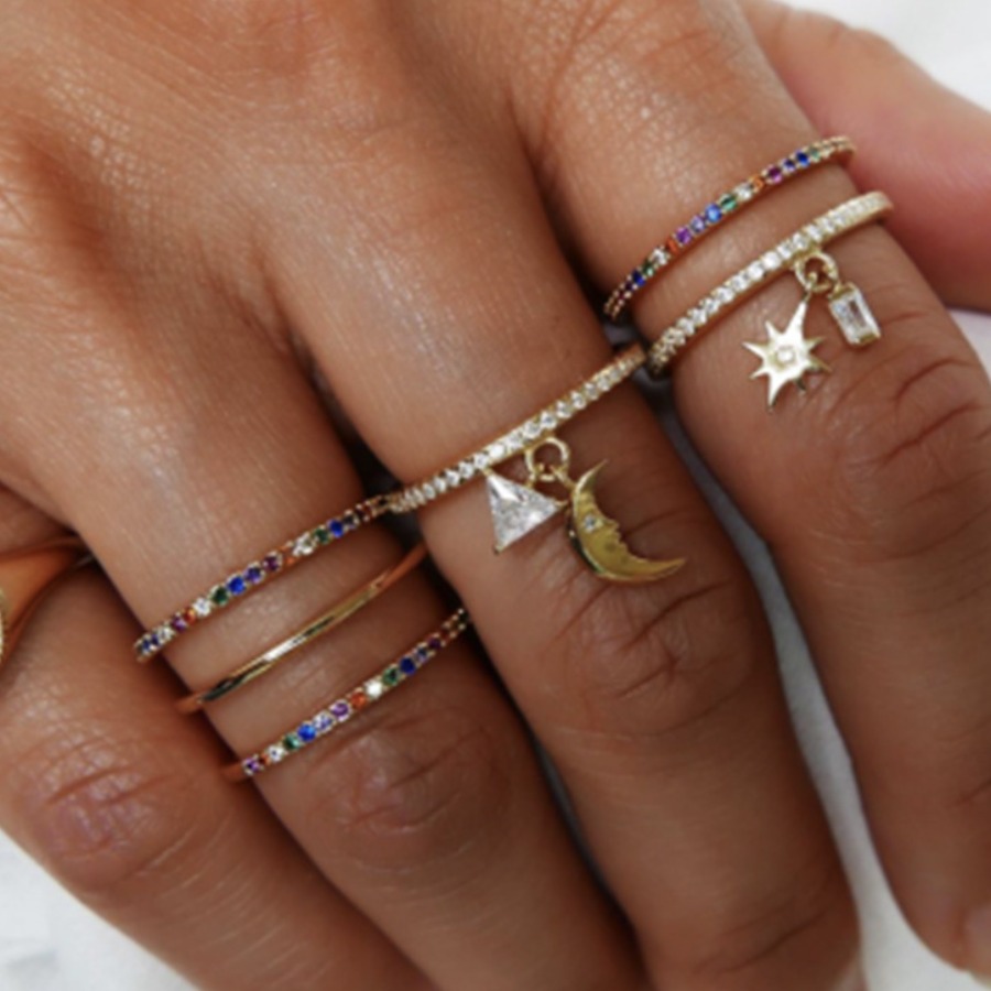 

Lovely Casual Moon Decoration Gold 7-piece Ring
