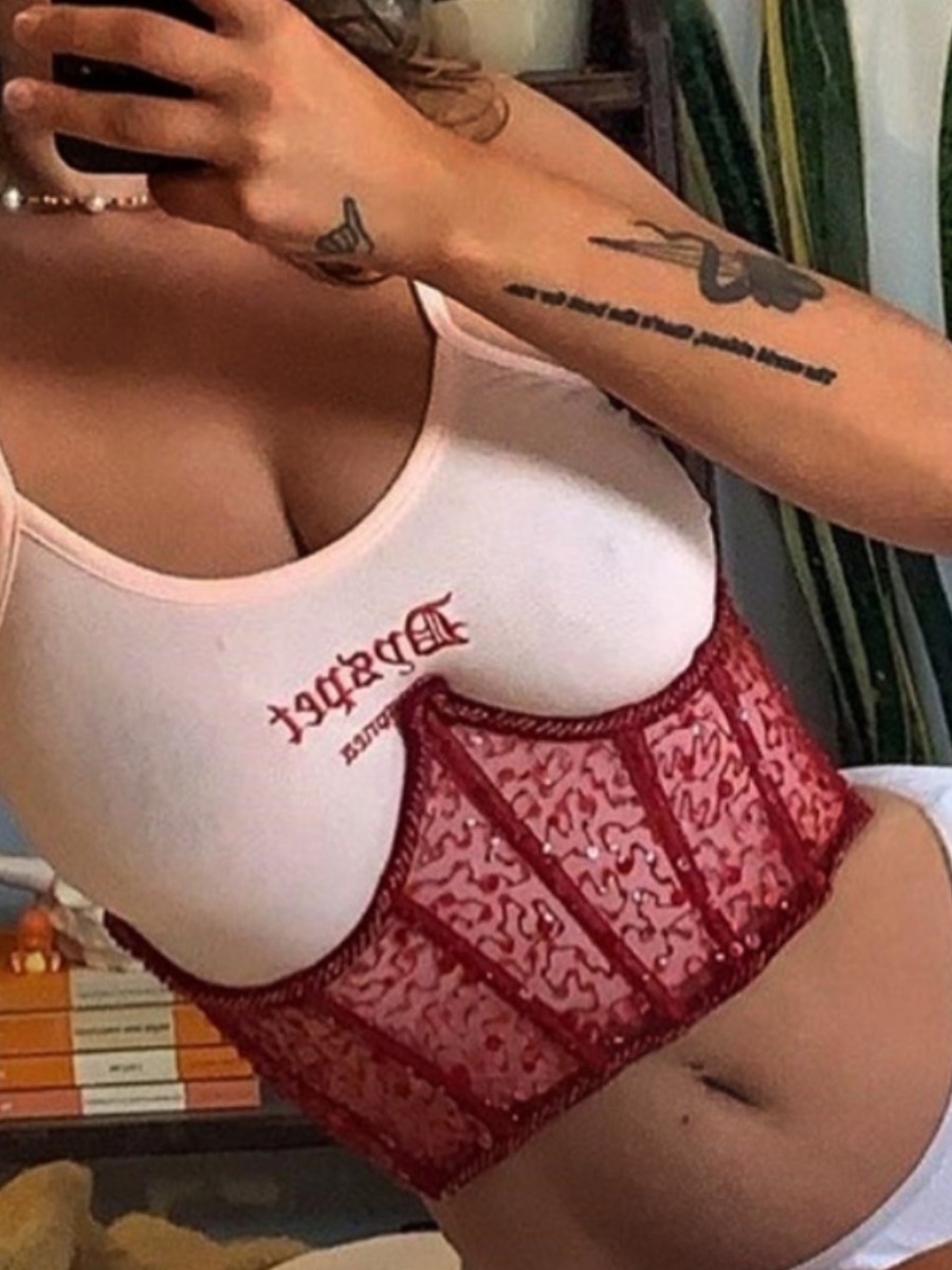 

Lovely Sexy Bandage Design Asymmetrical Red Corset