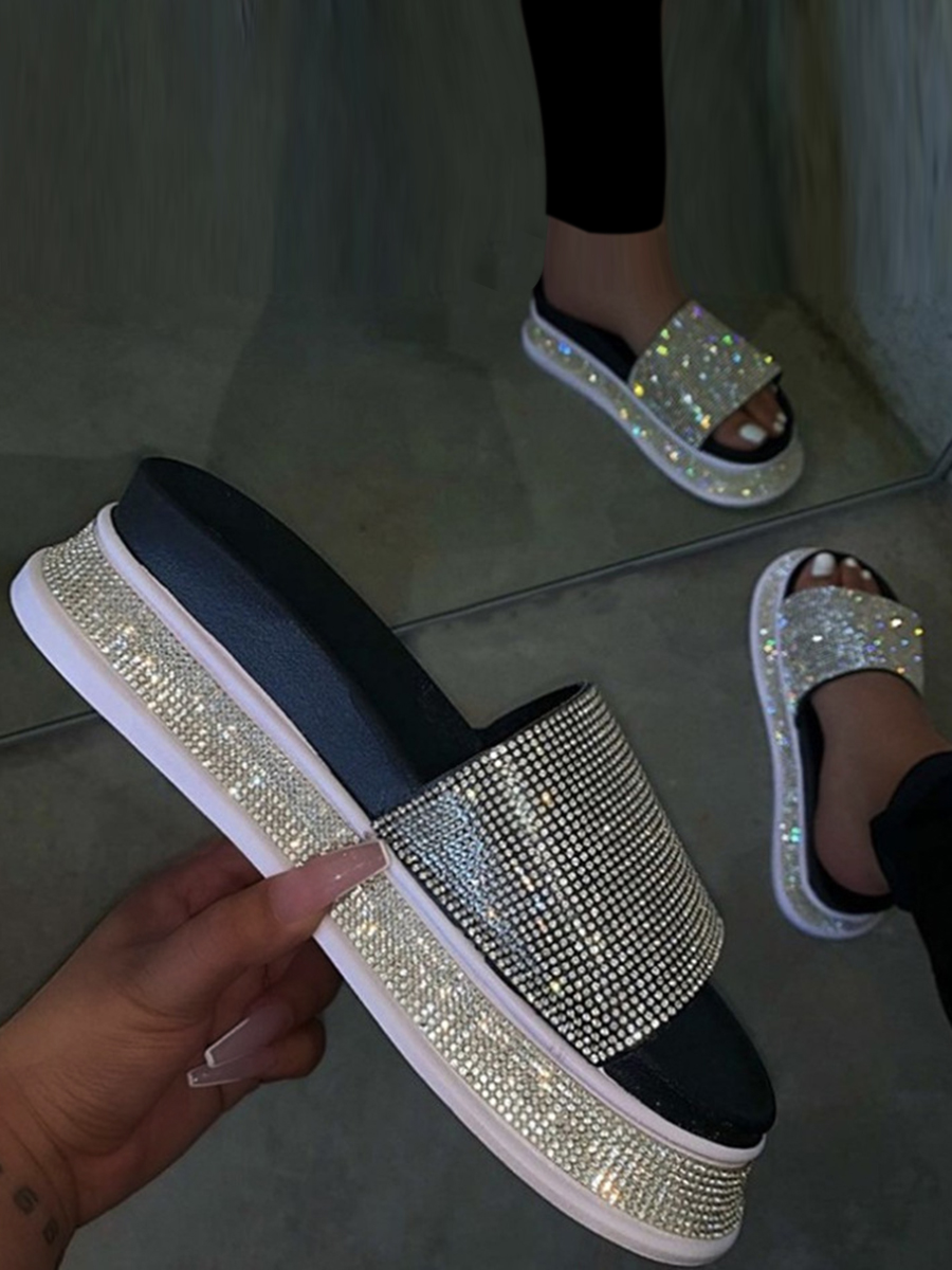 

LW Casual Sequined Black Slippers