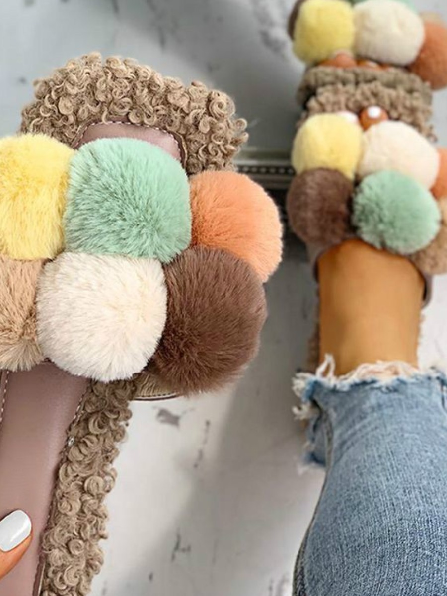 LW Casual Fluffy Multicolor Slippers