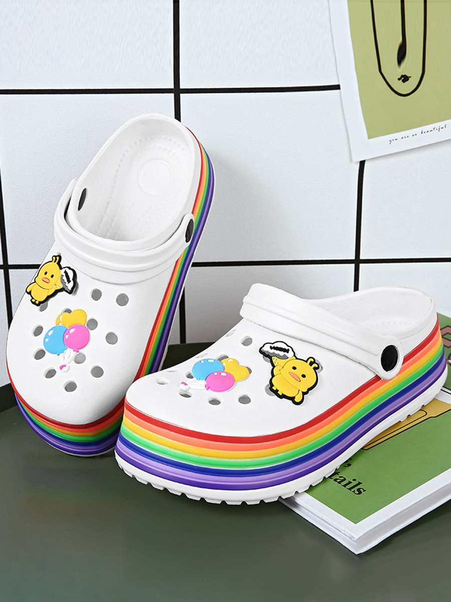 

Lovely Casual Rainbow Stripe White Platform Shoes