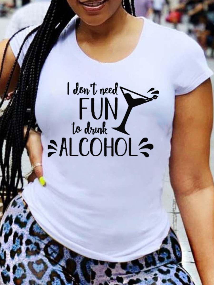 

Lovely Street O Neck Letter Print White T-shirt