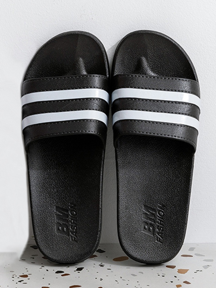 

Lovely Casual Striped Black Slippers