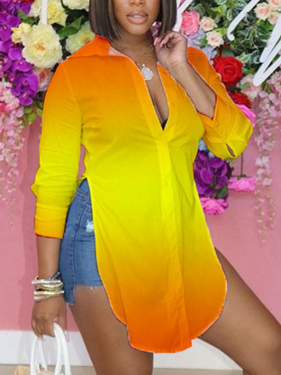 

Lovely Street Gradient Split Yellow Blouse