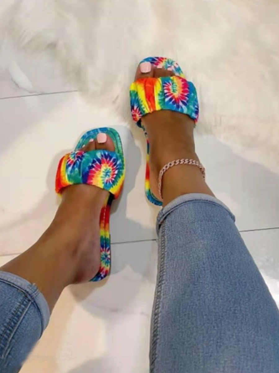 

Lovely Casual Tie-dye Multicolor Slippers, Multi