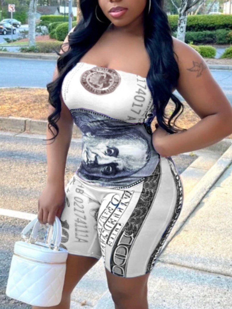 

Lovely Street Off The Shoulder Plaid Letter Print White One-piece Romper