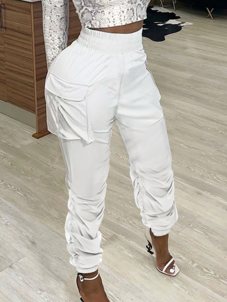 

Lovely Street Side Pocket Fold Design White Pants