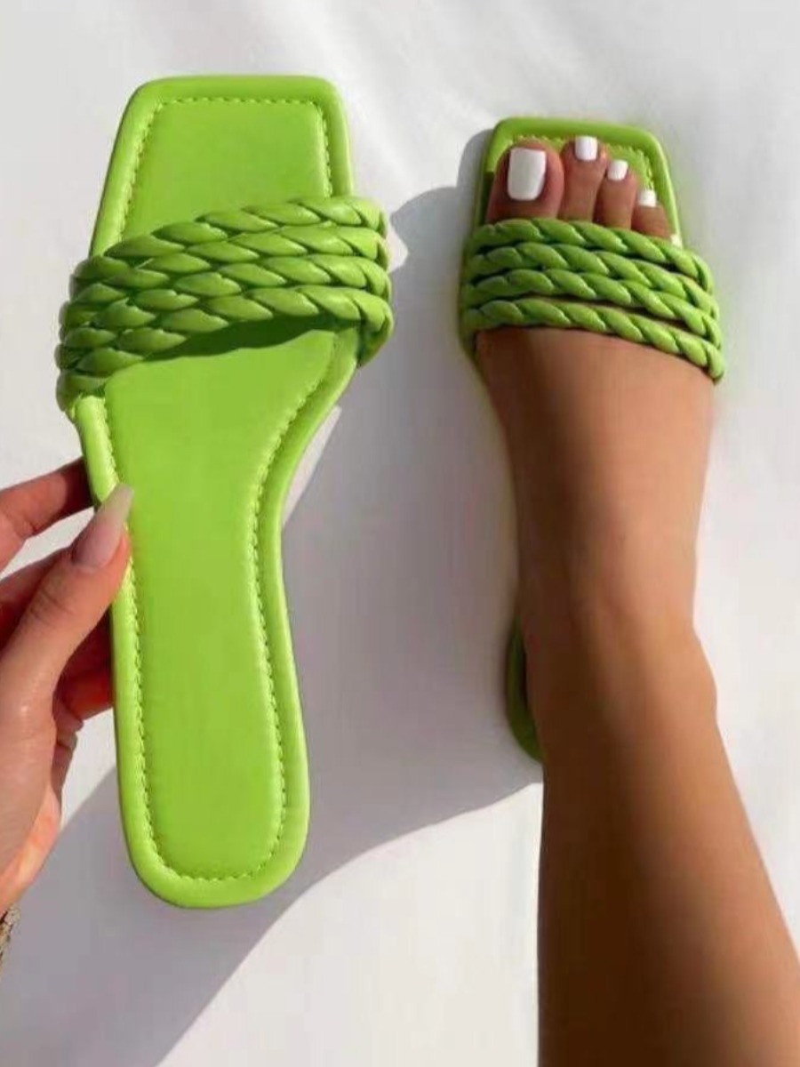

LW Casual Braided Green Slippers