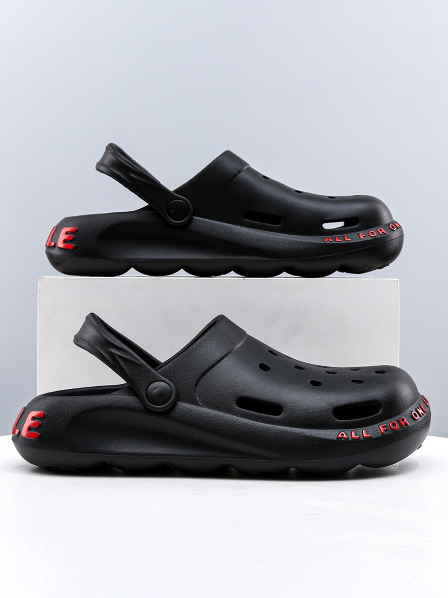 

Lovely Men Casual Letter Hollow-out Black Slippers