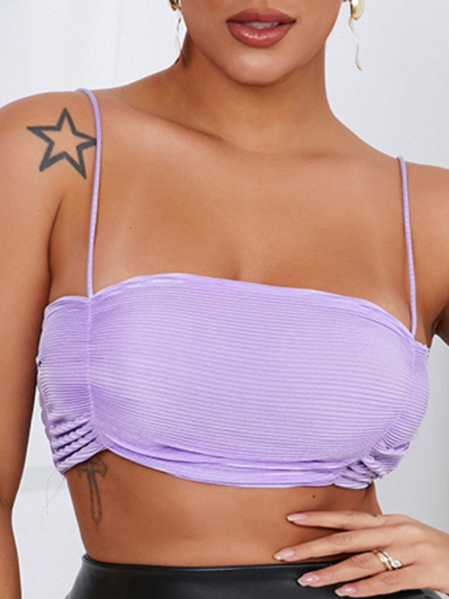 

Lovely Sexy Fold Design Purple Camisole
