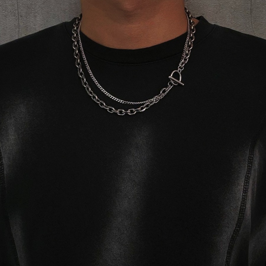 

Lovely Men Street Chain Silver Necklace
