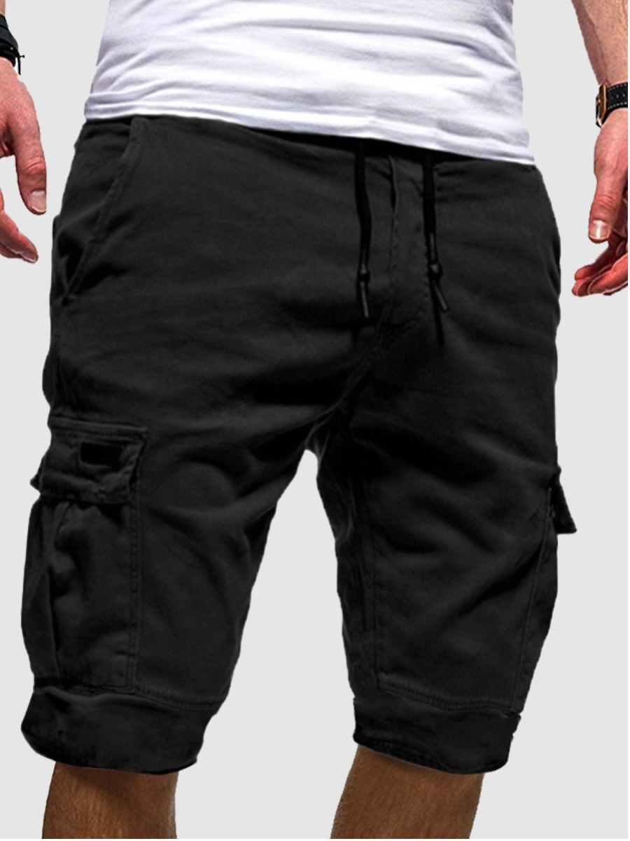 

Lovely Men Casual Drawstring Side Pocket Black Shorts